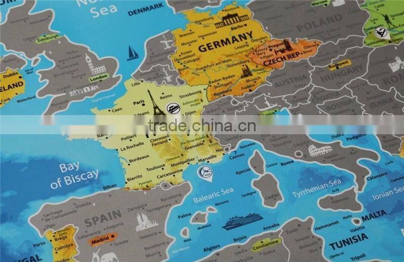 Detailed Europe Map with Scratch off Stickers Large Size Tube Packaging AMA-15