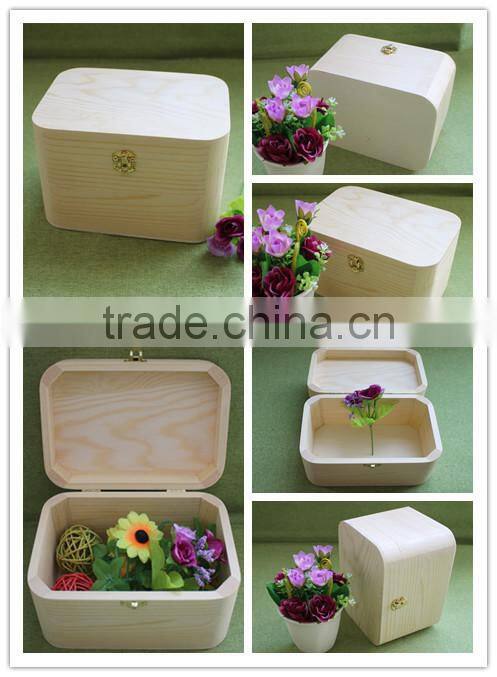 Chinese Stabilized plain wood keepsake box wood hope chest wooden storage memories box with book shape