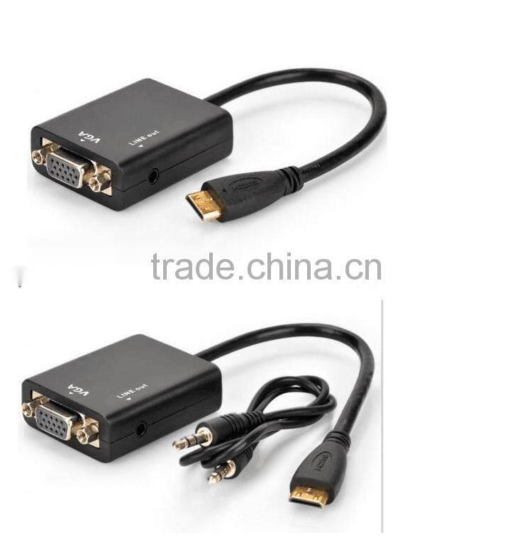 High Quality Hot Sale HD MI To VGA Converter With Audio Convex Head VGA Audio Converter Adapter Cable