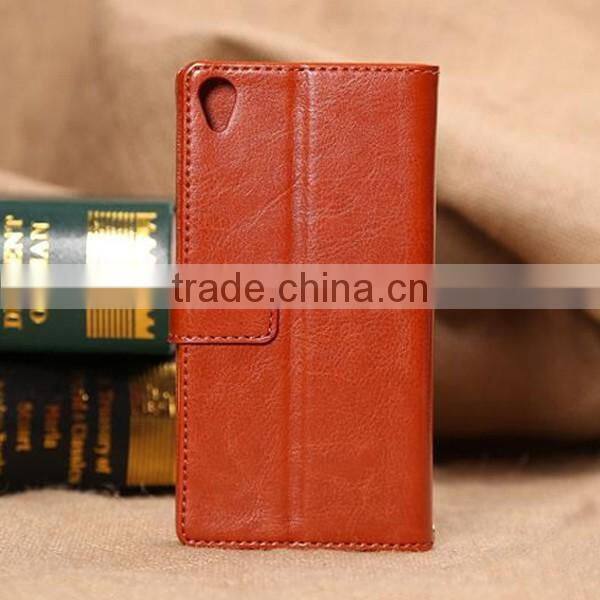 Manufacturer cheap mobile phone leather flip phone case for Sony Z3 leather flip back case
