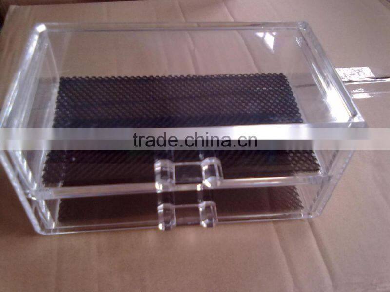Jewelry and Cosmetic Storage Display Box , Clear Acrylic Three Drawer Cosmetic Organizer Makeup Case Holder Storage Box