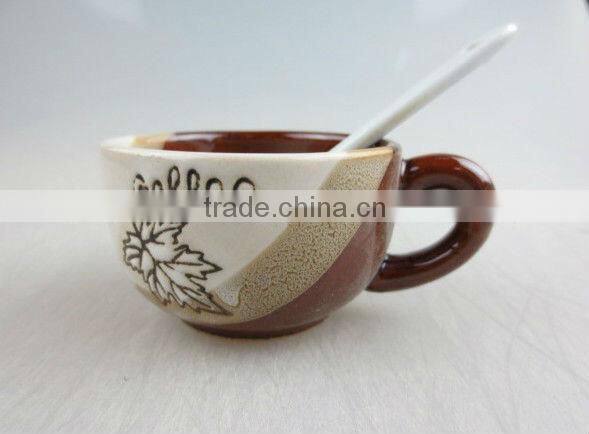 Stock glazed coffee set with spoon