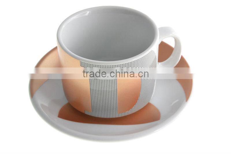 High Quality Porcelain Metallic Colors Teacup And Saucers Set
