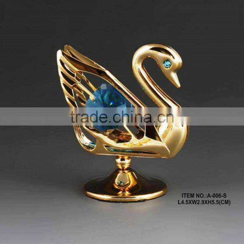24K Gold plated Metal Love Swan for wedding gifts Made with swarovski elements