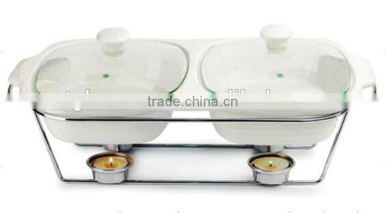 white ceramic bakeware pot with glass cover