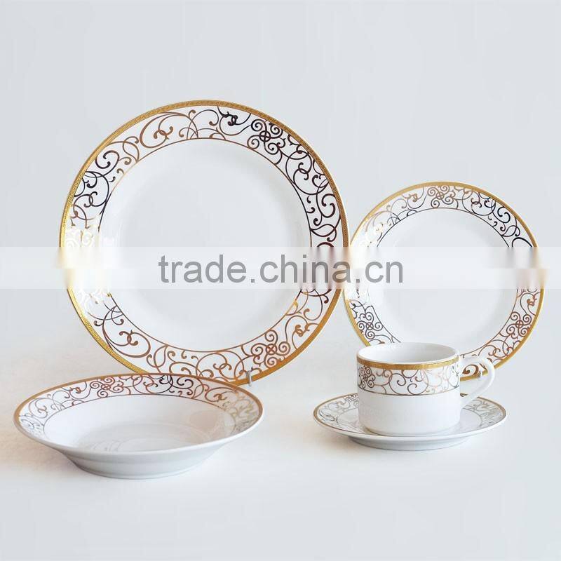 20pcs porcelain dinner set with gold decal and lines gold designs dinnerware set