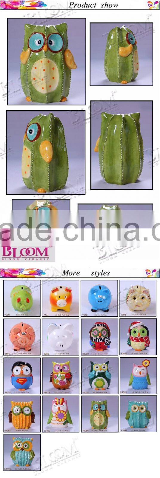 unique shape custom ceramic owl piggy banks for sale