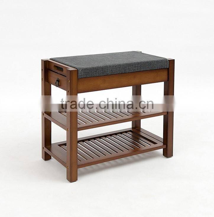 Eco friendly unique bamboo shoe rack 2 Titer Bamboo Storage Bench with seat