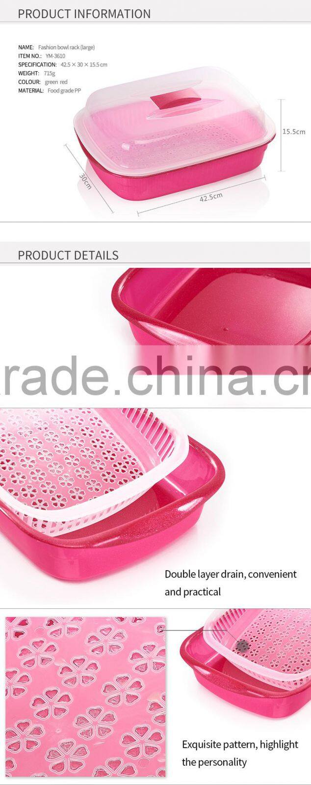 emc plastic kitchen drainers for vegetable and fruits, plastic drainers with lids
