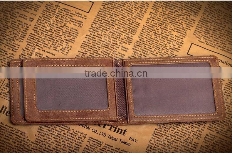 Full Grain Leather Money Clip Wallet with High Quality RFID Blocker Slim Bifold Credit Card Holder