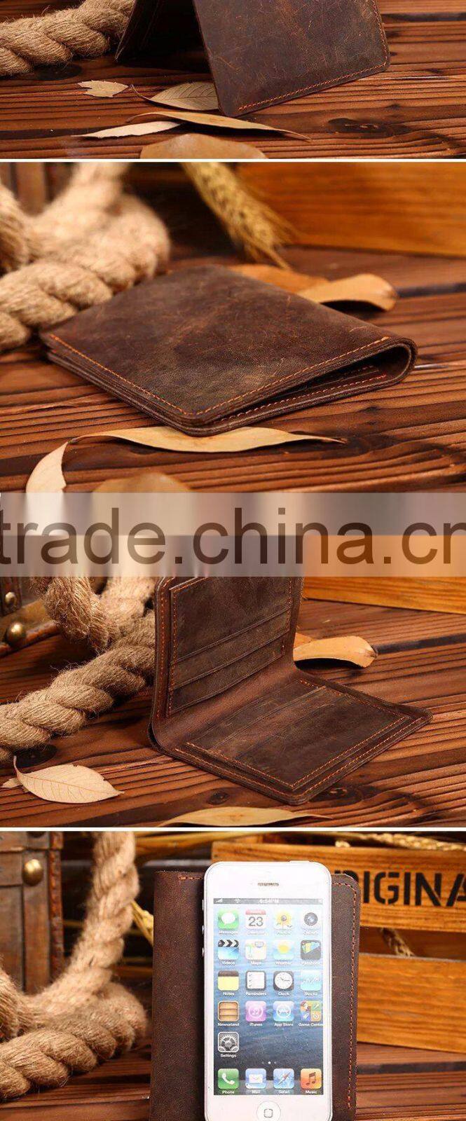 Wholesale new fashion full grain top layer leather men wallet with customized logo