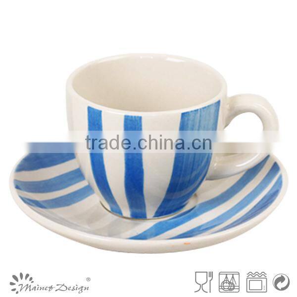 hand painting stripe Cup Saucer Cheap high quality mordern design
