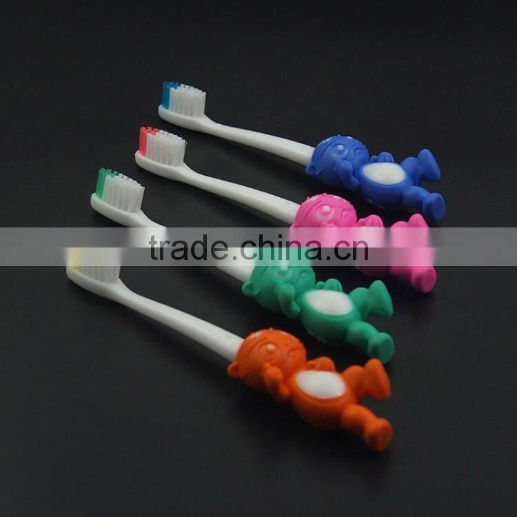 cartoon rubber handle small head soft nylon bristle kid toothbrush