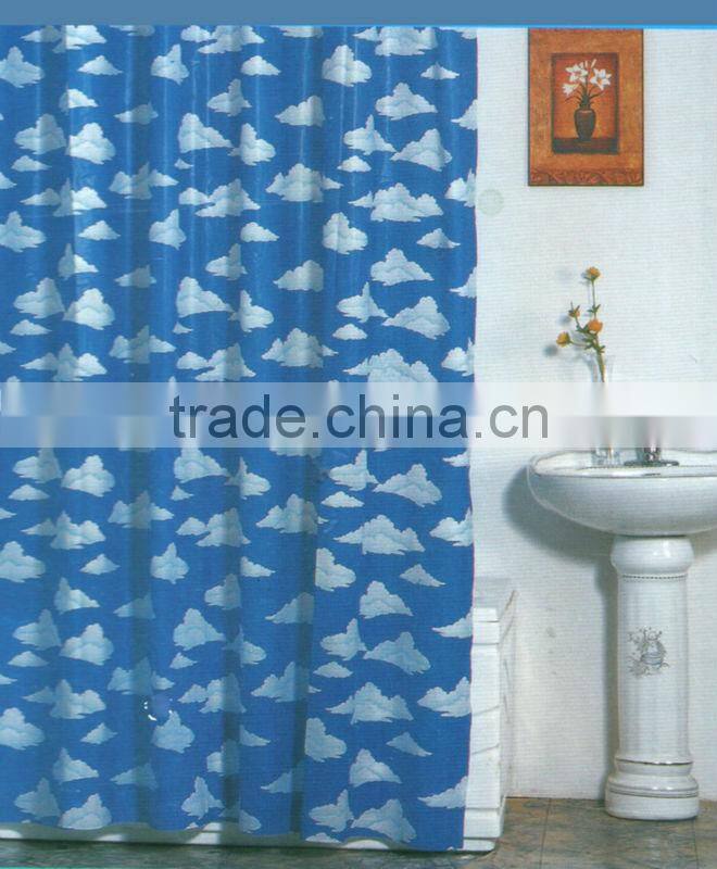 Print PEVA shower curtain and bath accessory