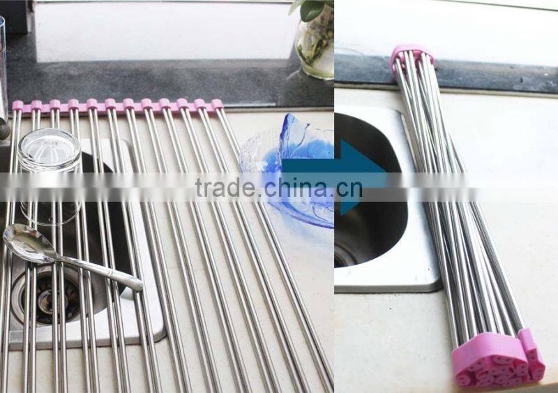 Sturdy orange dish drying rack 52cm