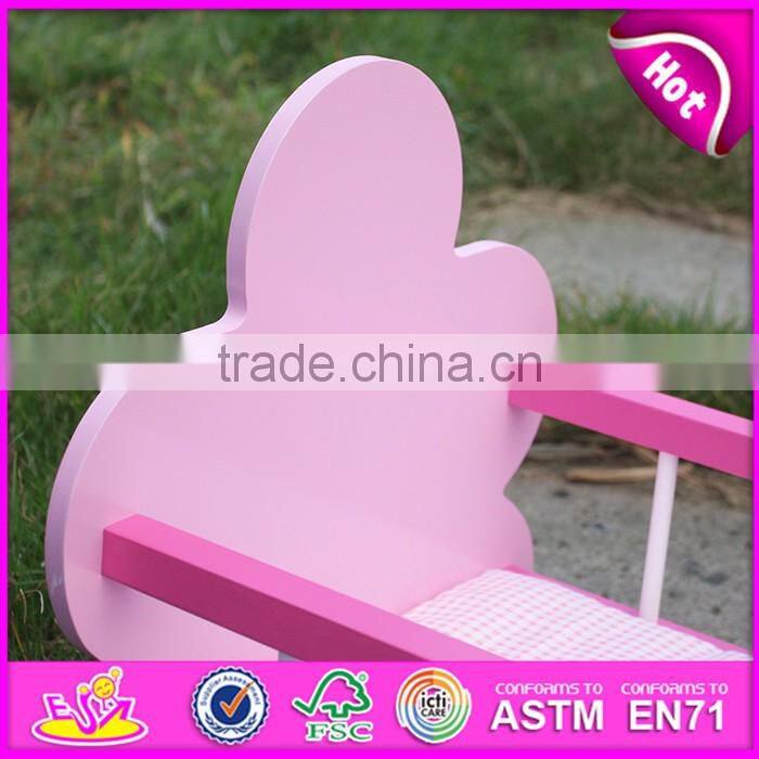 Natural handmade wooden baby doll bed for sale WJ278012A