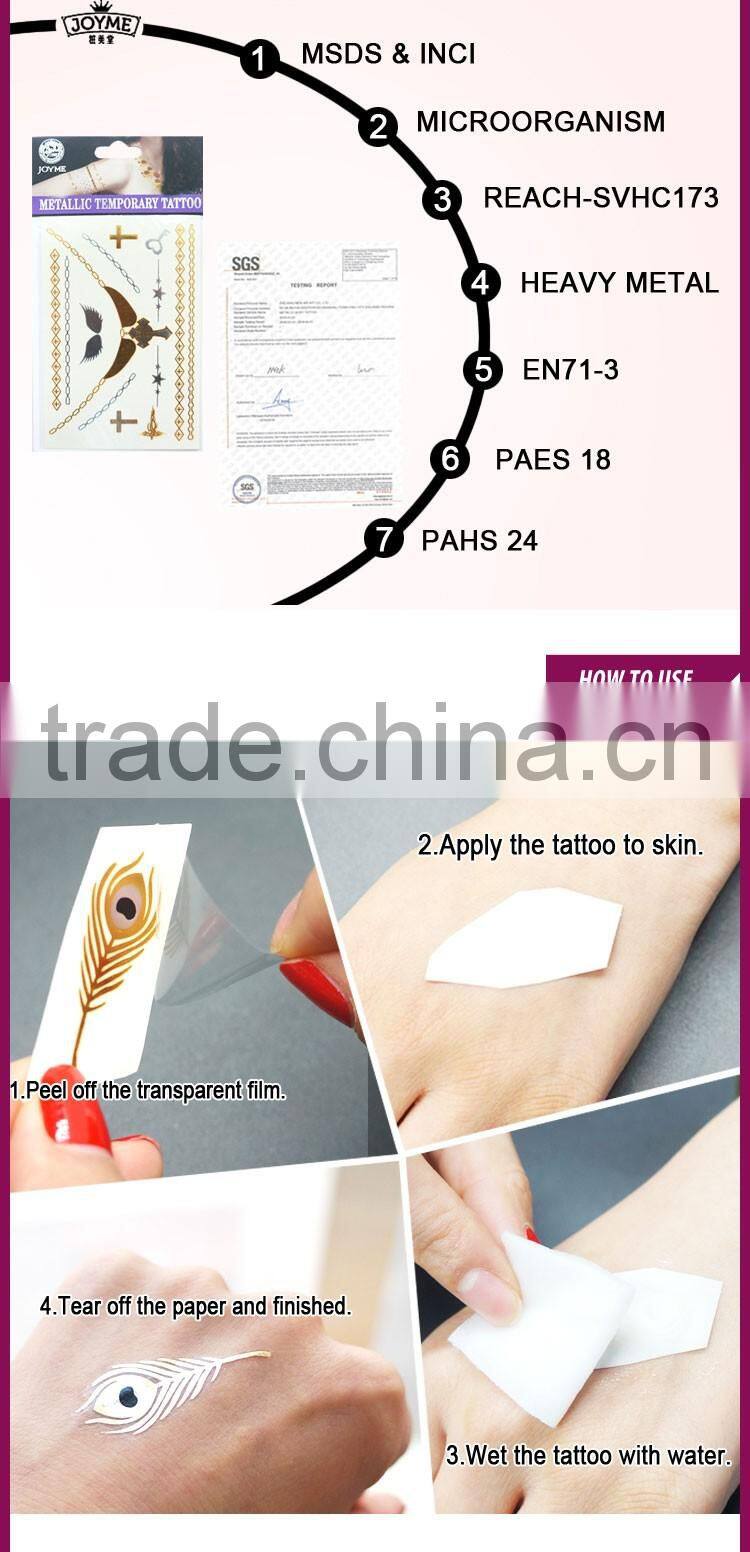 Gold glitter metallic skin safe body temporary tattoo sticker