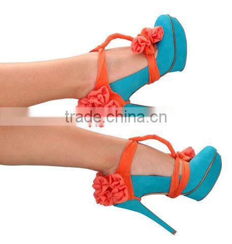 SC010 2013 Fashion orange handmade ladies heel shoe covers with flower