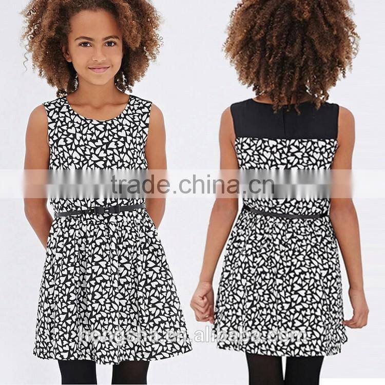 Girls Heart Print A-Line Dress Modren Children Wedding Dress Frocks Designs 2016 HSd7327