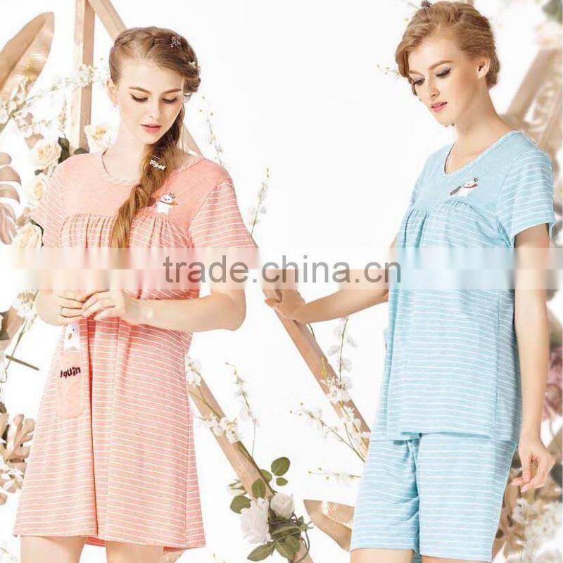 woman dress and pants woven stripe pajamas