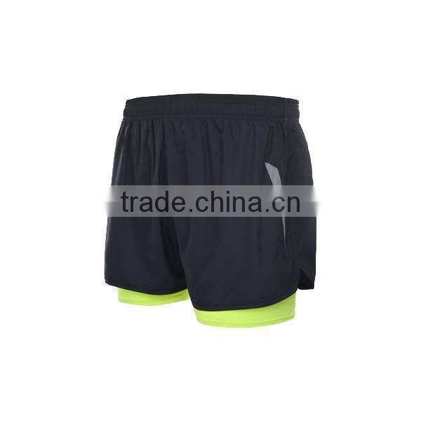 polyester spandex two layer men running shorts