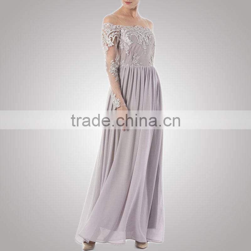 Latest Design Fashionable Preppy Style Evening Dress Long Sleeve Women For Youth