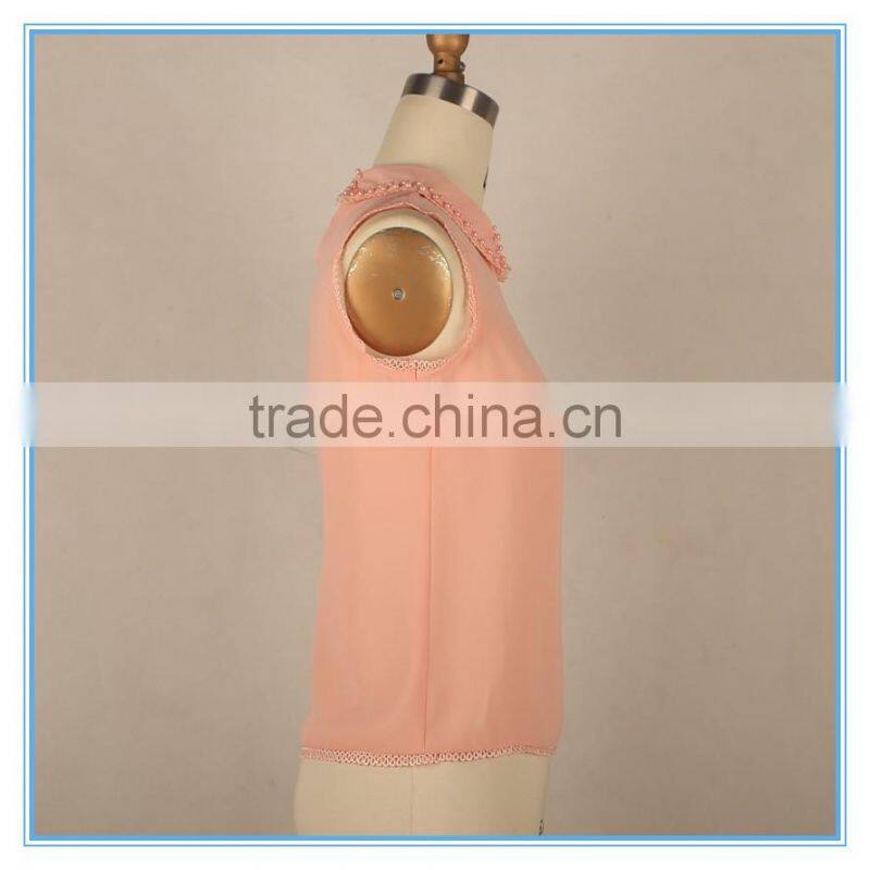 Latest Design Girls Sleeveless Top Kid Clothes 2016 Summer Beaded Design