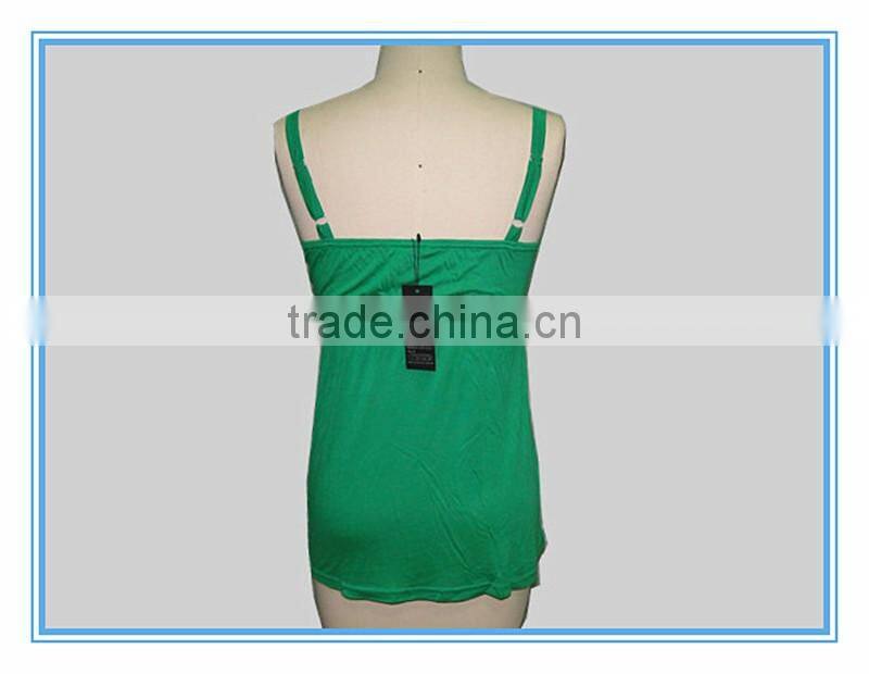Cheap Fashion Women Causal Green Vest With Spaghetti Straps