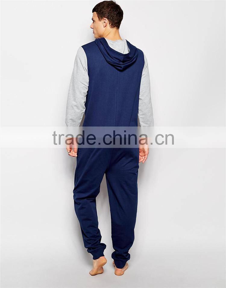 PA0041A Plain Adult Onesie Jumpsuit With Contrast Sleeve and Tipped Rib
