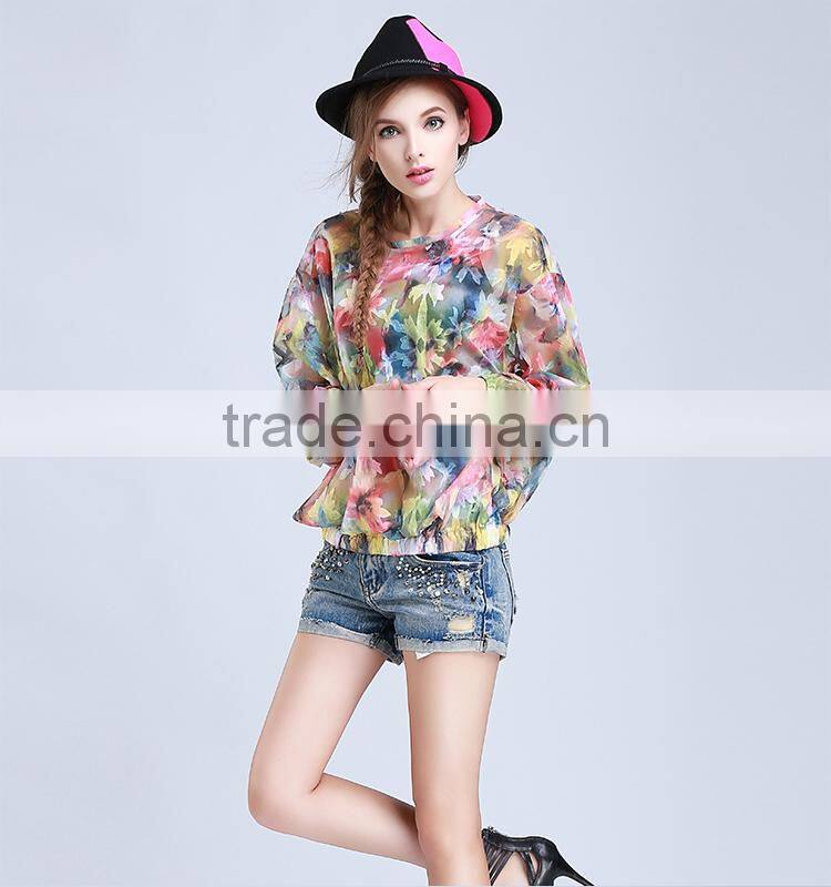 Hot sale summer new applique printed tops