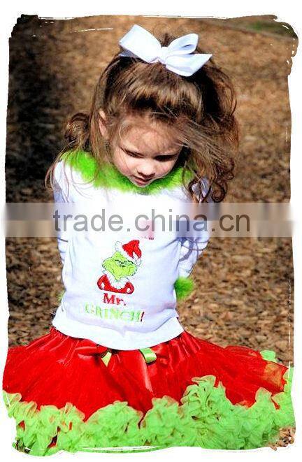 Wholesale Christmas PettiSkirts elastic waistband skirts Girls chiffon skirts red and green skirts Boutique Fluffy Pettiskirt