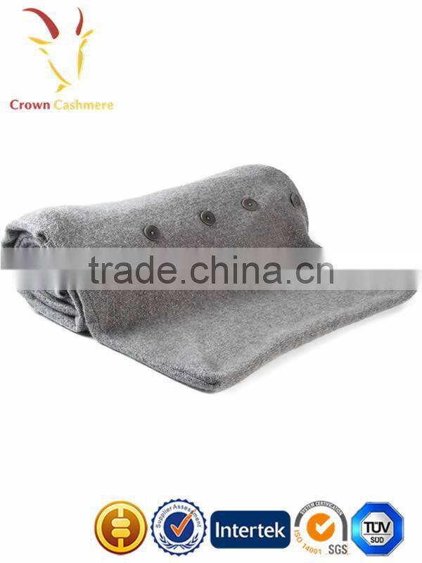 Soft Best Quality Knitted Cashmere Wool Baby Blanket with Button