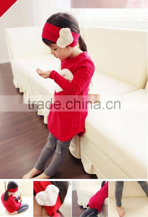 Kids Love Hair Hoop Long Sleeve Three-piece Dress Animal Print Dresses for Girls 16832