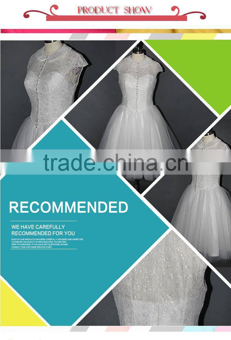 Short Net Applique Lace Mini Wedding Dress