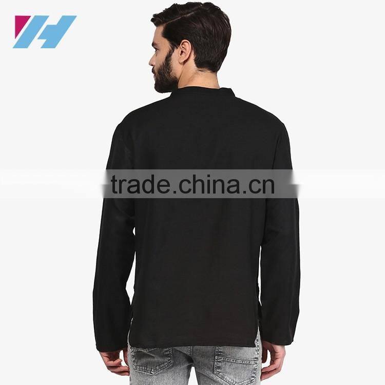 Men's Clothing Long Sleeve Black Kurta Designs For Men
