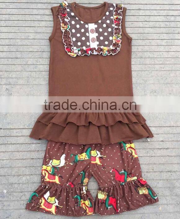 Boya new arrive summer cream yellow cotton lace flutter set girl clothing remake baby outfits giggle moon girls sets