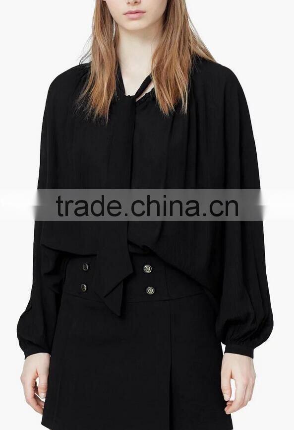 Runwaylover EY2356B Hot Sale 2017 Ladies Elegant Stand Collar Loose Blouse