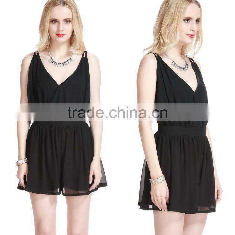 2016 Fashion oem women dress jumpsuits one pieces chiffon sexy summer dress 2016 for wholesale
