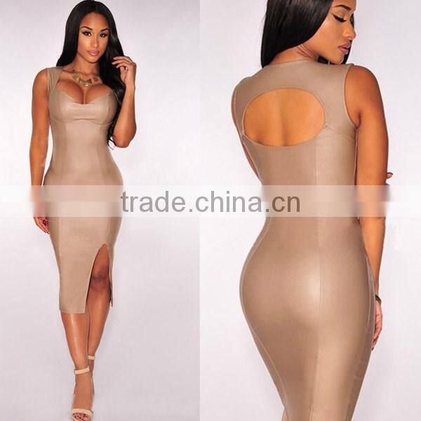 Hot Sale OEM services woman summer dresses backless sexy bodycon hollow out dress for wholesale