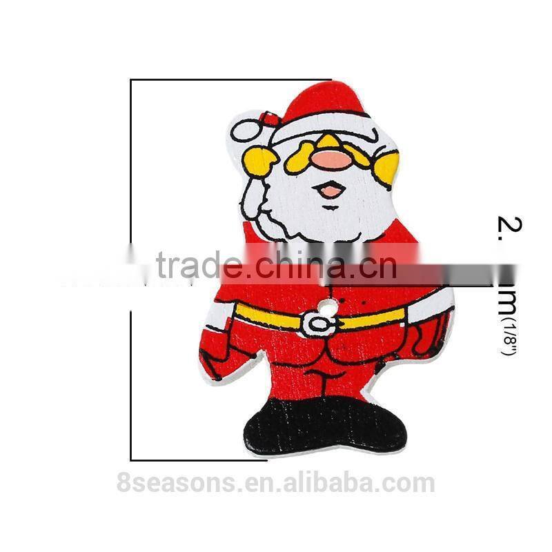 Cheap Mixed Order Accepted Christmas Santa Claus Two Holes Wood Button