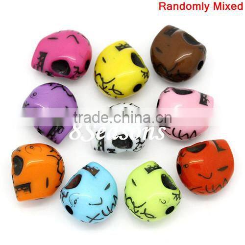 Mixed Halloween Skull Acrylic Spacer Beads 17x17mm