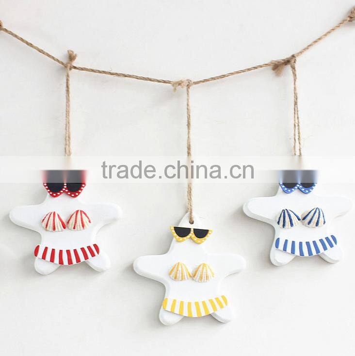 Sex Bikini Wooden Starfish Hangings Decorative Wall Hanging Art And Craft