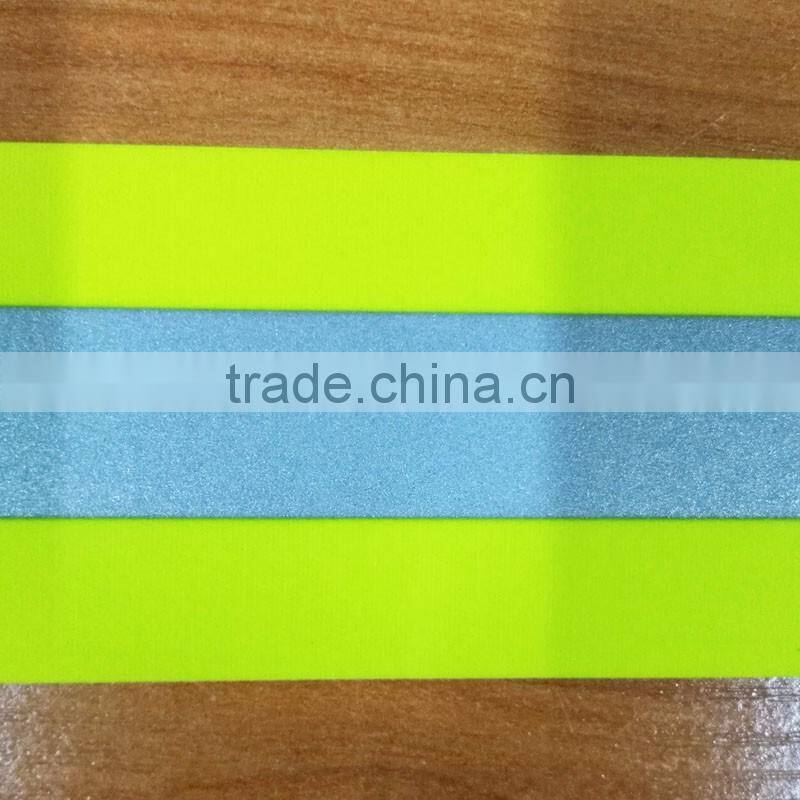 Cotton polyester proban fluorescent green fire retardant reflective fabric tape
