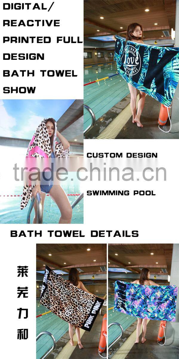 microfiber custom design leisure towel,100% cotton reactive printed beach towel , reactive printing wholesale bath towels