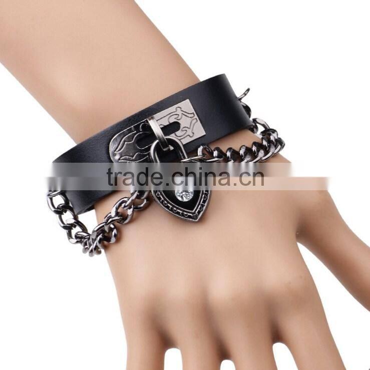 Fashion Adjustable Pressure Leather Wrap Wristband Cuff Punk Bracelet Bangle