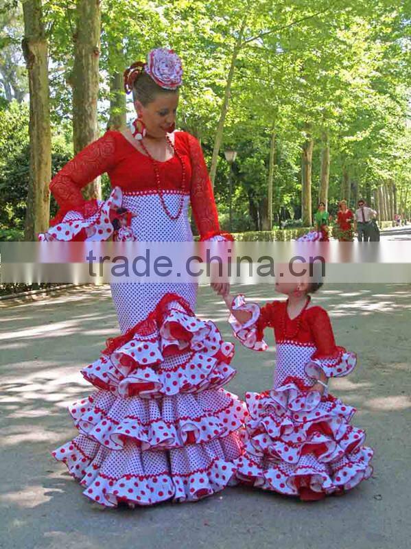 Stylish Ruffle mother and child matching outfit mother and me fancy maxi dress matching flamenco dresses