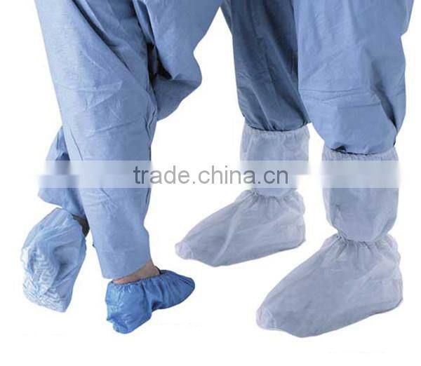 Disposable LDPE waterproof boot cover,elastic and ties overboot