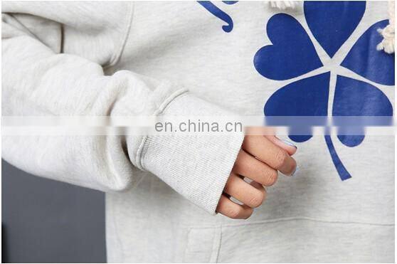 Cheap Women's Fleece sweatershirt Kangaroo pocket long sleeves fleece jacket Sweatershirt Terry hoodie with rubber print
