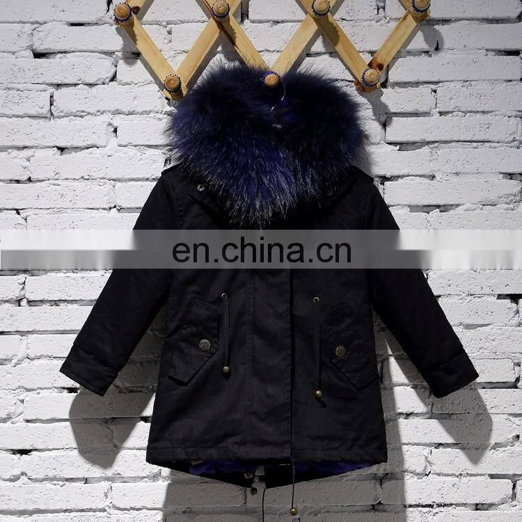 High Quality Wholesale Children Fashionable White Rex Rabbit Fur Lining Winter Coat For Kids