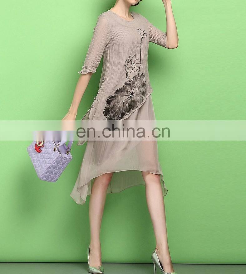 2015 new design half sleeve lady custom dress shirt